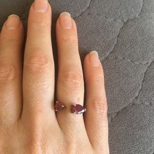 Adjustable sterling and genuine ruby ring